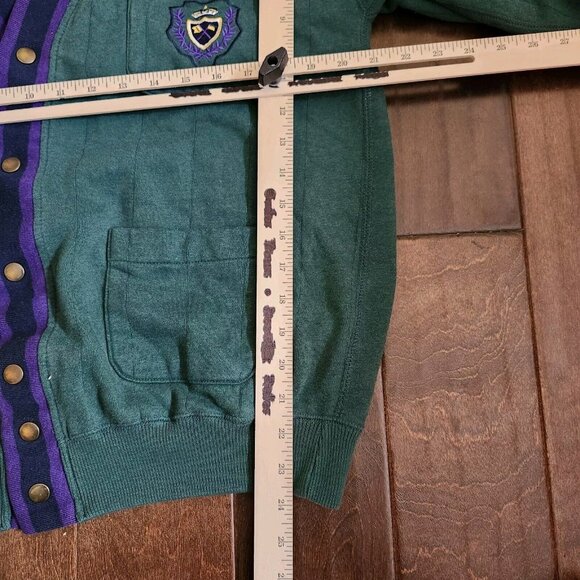 Vintage GAP Sport Green/Purple Academy Cardigan USA School Buttons - Size Small - Picture 8 of 10